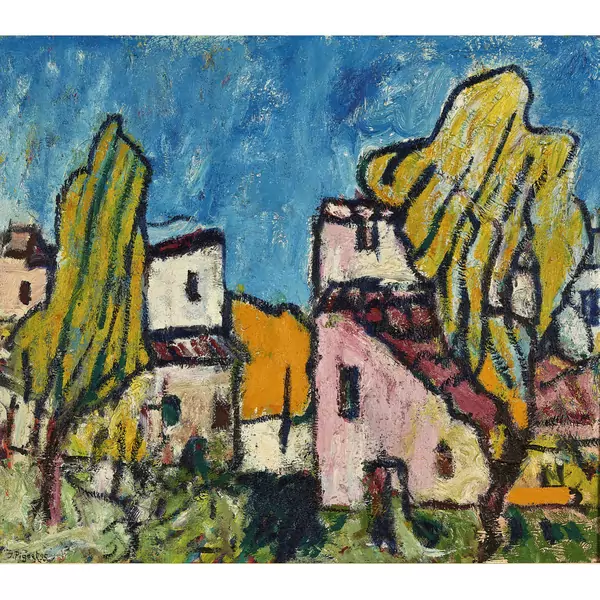 Südliche Landschaft mit einem Dorf