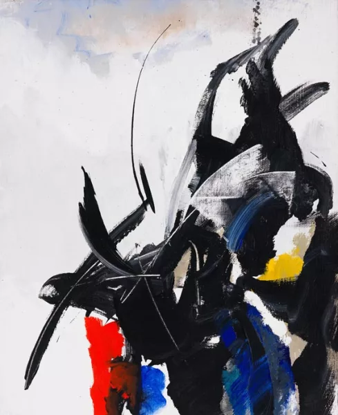 Jean Miotte — Composition bleue, rouge et jaune