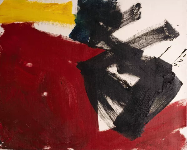 Jean Miotte — Komposition mit Rot, Gelb und Schwarz