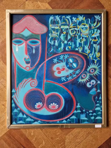 Jean MONOD (1922-1986), "Maternité", pastel gras sur panneau — DognyAuction
