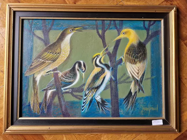 Jean MONOD (1922-1986), "Oiseau de forêt", pastel gras sur panneau — DognyAuction