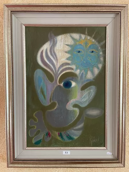 Jean MONOD (1922-1986), "Soleil Bleu", pastel gras sur panneau — DognyAuction