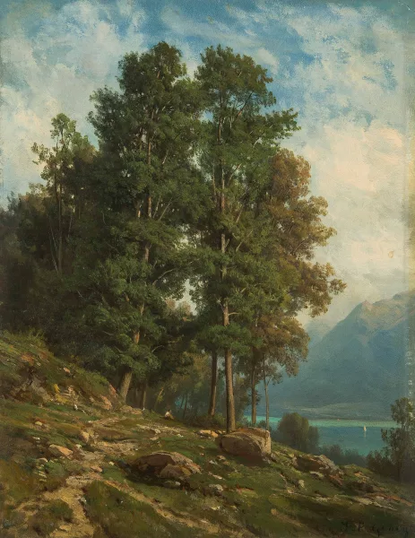 Jean-Philippe George dit George-Julliard — Blick von einer bewaldeten Anhöhe auf den Genfersee