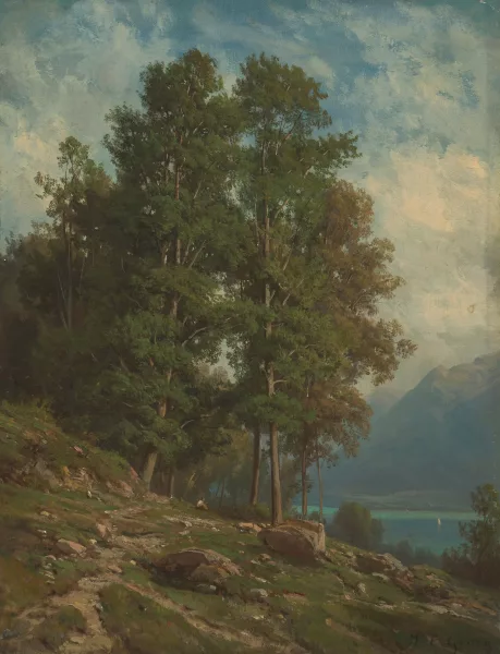Jean-Philippe George dit George-Julliard — Blick von einer bewaldeten Anhöhe auf den Genfersee