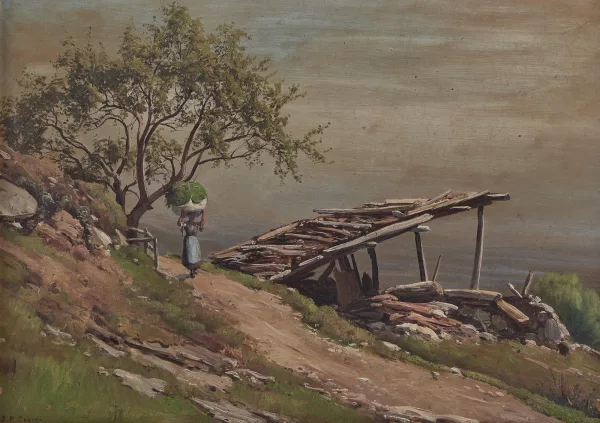 Jean-Philippe George dit George-Julliard — Paysage lacustre animé