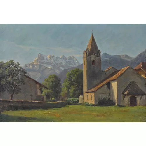 Jean-Philippe George dit George-Julliard — Dorfansicht vor den Dents du Midi.
