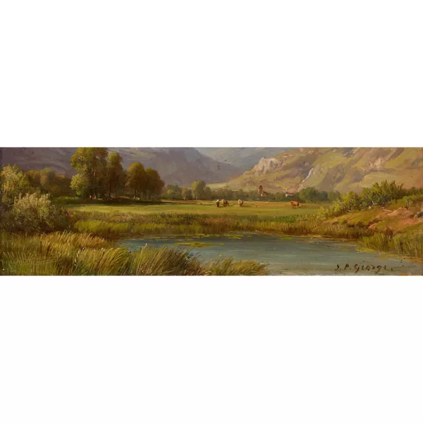 Jean-Philippe George dit George-Julliard — Berglandschaft mit Teich und Kühen.