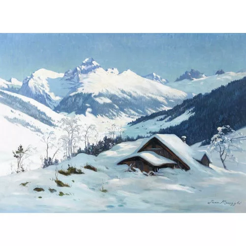 Jean Renggli — Winterlandschaft bei Engelberg mit dem Hahnen.