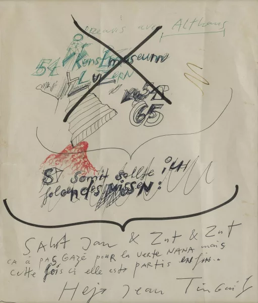 Jean Tinguely — Lettre autographe signée