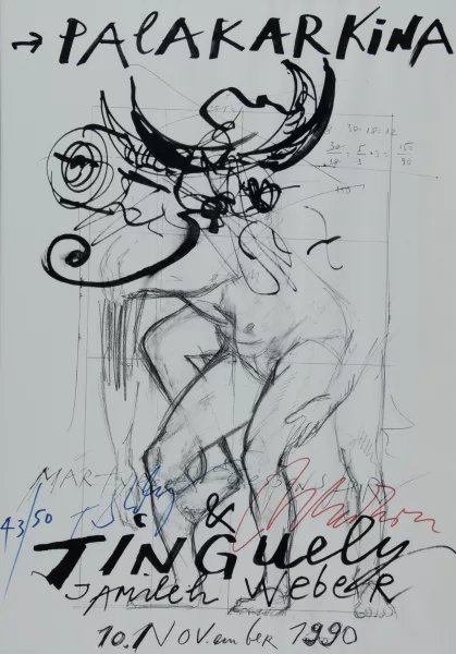 Jean Tinguely — Plakat. Jean Tinguely, Galerie Jamileh Weber, 1990