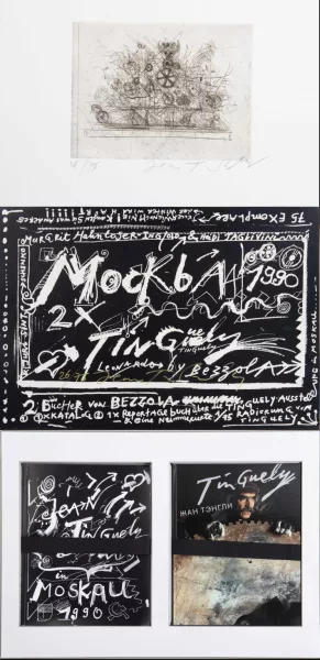 Jean Tinguely — Coffret sur Jean Tinguely comprenant deux livres et une eau-forte sur papier