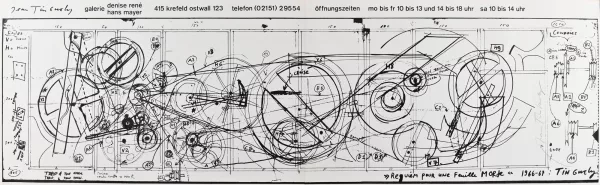Jean Tinguely — Ausstellungsplakat. Requiem pour une feuille morte 1966-1976: Tinguely. Galerie Denise René Hans Mayer, 1966