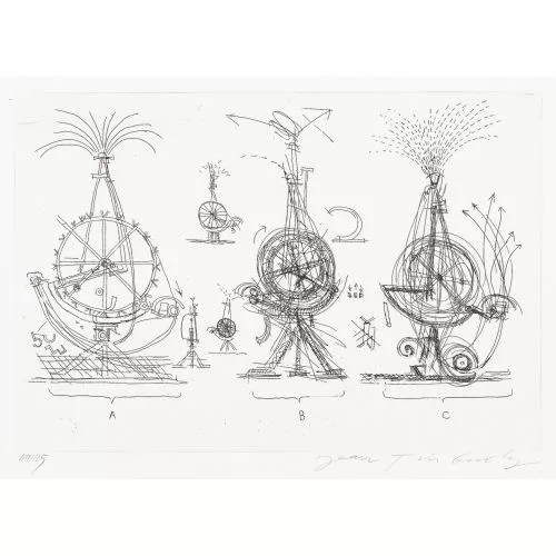 Jean Tinguely — Skizze zu Brunnenskulptur in Basel 1977.
