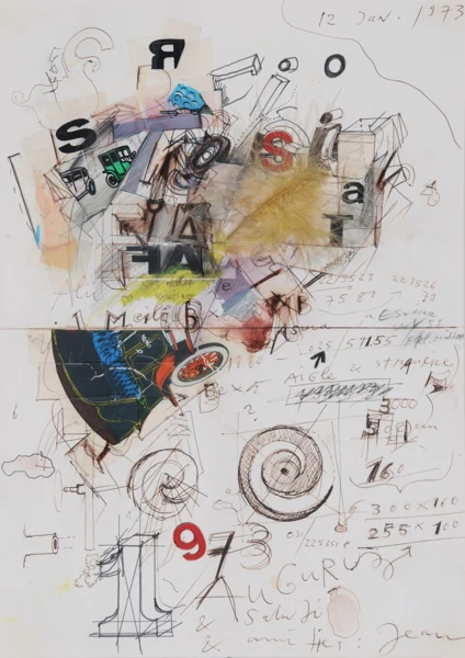 Jean Tinguely — Lettre 12 Jan. 1973, 1973