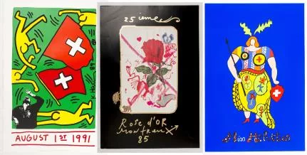 Lot commun — Trois affiches Jean Tinguely, Niki de St Phalle & Keith Haring.