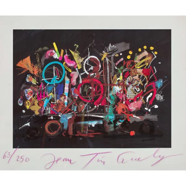 Jean Tinguely — "Triangles avec cercle bleu".