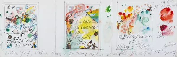 Jean TINGUELY (1925-1991), Composition, série de trois techniques mixtes — DognyAuction