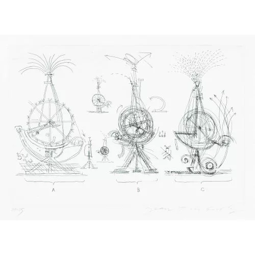 Jean Tinguely — "Skizze zur Brunnenskulptur in Basel 1977".