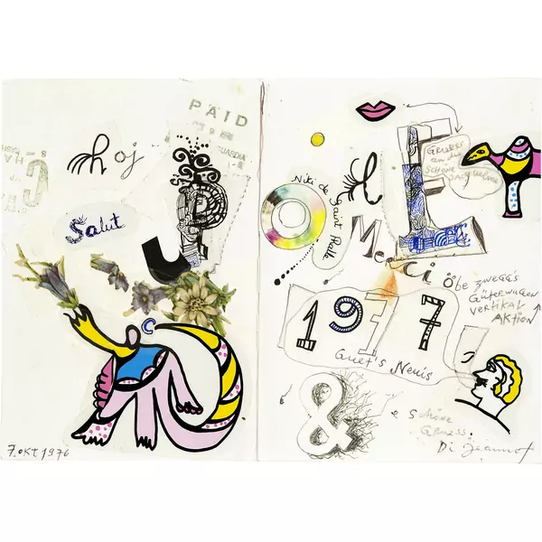 Jean Tinguely — Neujahrskarte 1977 — Galerie Kornfeld