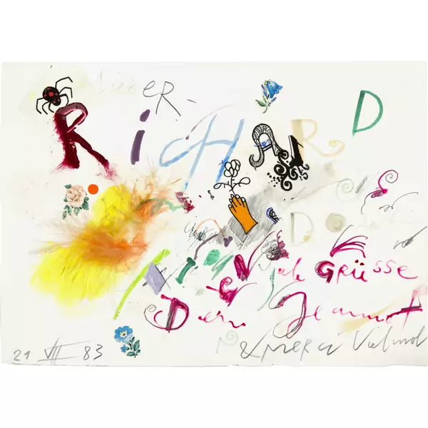 Jean Tinguely — Illustrierter Brief - Lieber Richard — Galerie Kornfeld