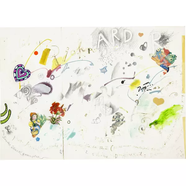 Jean Tinguely — Illustrierter Brief an einen Freund - Lieber Richard — Galerie Kornfeld