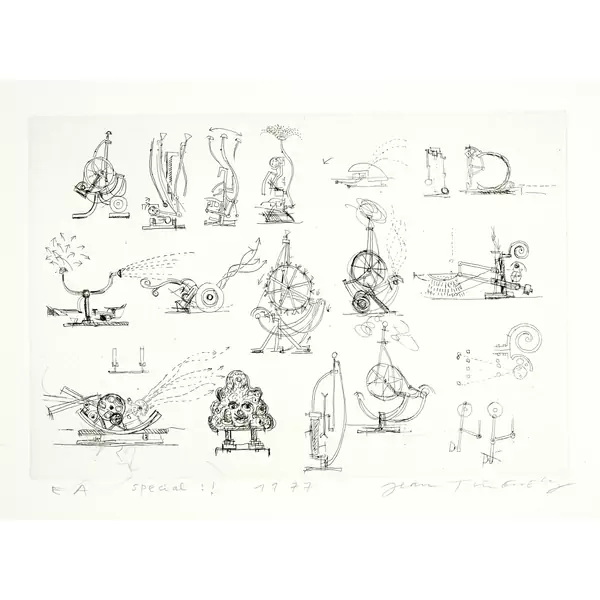 Jean Tinguely — Maschinenskizze zum Basler Fasnachtsbrunnen — Galerie Kornfeld