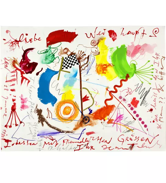 Jean Tinguely — Illustrierter Brief - Liebe Weisshaupts — Galerie Kornfeld