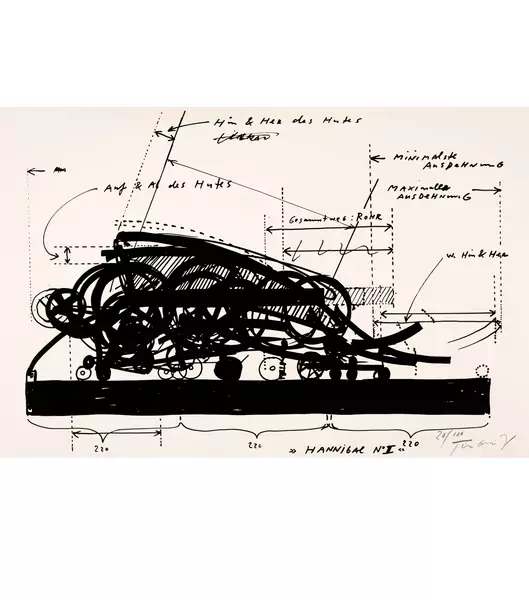 Jean Tinguely — Grafik 1 zu "Hannibal II" — Galerie Kornfeld