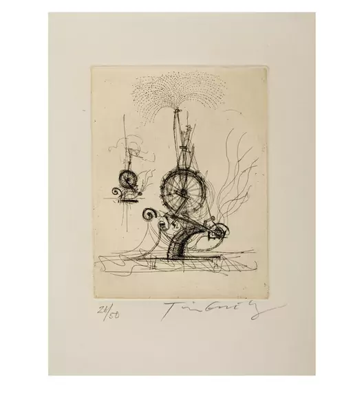 Jean Tinguely — Maschinenskizze zum Basler Fasnachtsbrunnen, Grafik 3 — Galerie Kornfeld