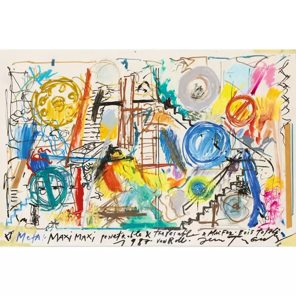 Jean Tinguely — META, MAXI MAXI, PENETRABLE & TRAVESABLE & ALU FER BOIS TOTALE, 1987META, MAXI MAXI, PENETRABLE & TRAVESABLE & ALU IRON WOOD TOTAL, 1987