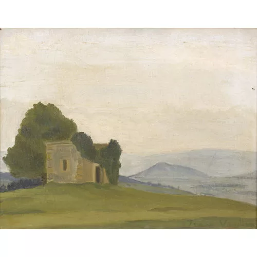 Jean Verdier — Hügelige Landschaft mit verfallendem Gebäude.