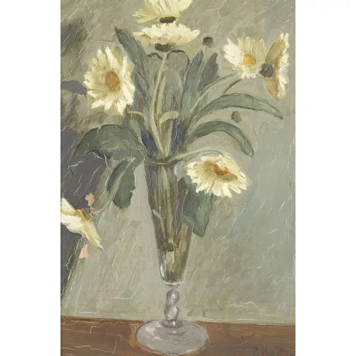 Jean Verdier — Stillleben mit Margeriten im Glas.