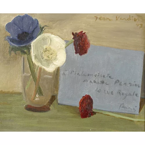 Jean Verdier — Stillleben mit Anemonen in einem Glas.
