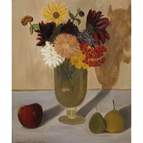 Stillleben mit Blumen im Glas