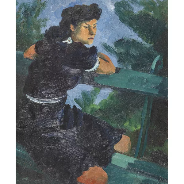 Jean Viollier — Junge Frau auf einer Bank im Park.