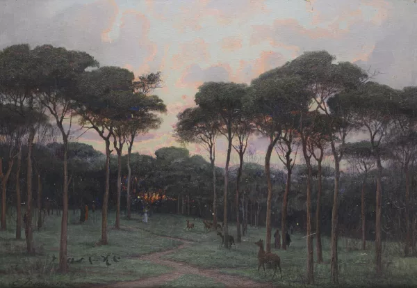 Jeanmaire Edouard — Édouard JEANMAIRE (1847-1916)," Apollon charme les animaux par la lyre" Huile sur toile marouflée sur panneau