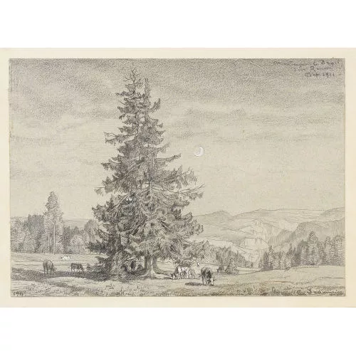 Jeanmaire Edouard — Weidende Kühe im Mondlicht.