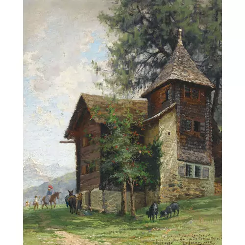 Walliser Hauspartie mit Staffage