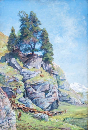 La montée du troupeau à l'Alpage