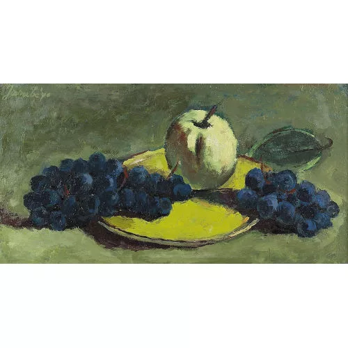 Jeanne BARRAUD-PELLET — Stillleben mit Trauben und Äpfeln.