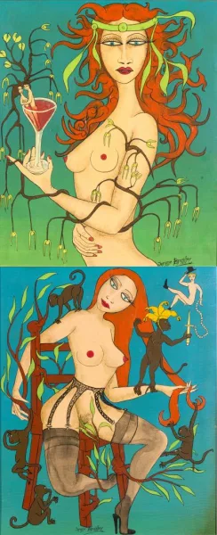 Jérôme Bromfay — Femme assise et singes