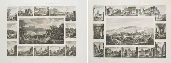 Johann Baptist Isenring — Ansicht der Stadt St. Gallen und der innern Theile derselben / Ansicht der Stadt St. Gallen und ihrer nähern Umgebung