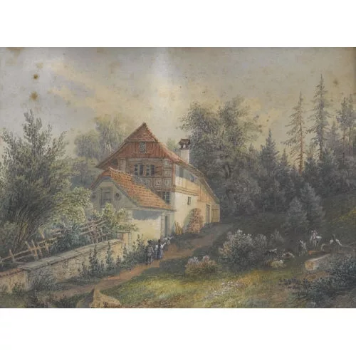 Johann Baptist Marzohl — Waldlandschaft mit Bauernhaus.