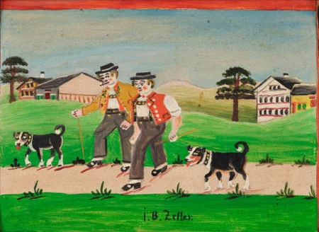Zwei Sennen mit Hunden