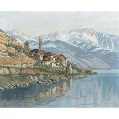 Johann Emil Müller — Blick auf St-Saphorin am Genfersee.