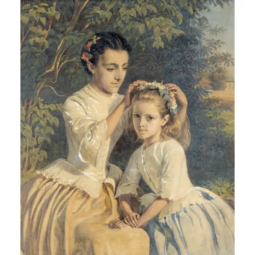Johann Friedrich Dietler — Zwei Mädchen mit Blumenkränzen.