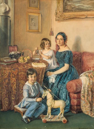 Amelie Vischer-Merian mit zwei Kindern, 1846