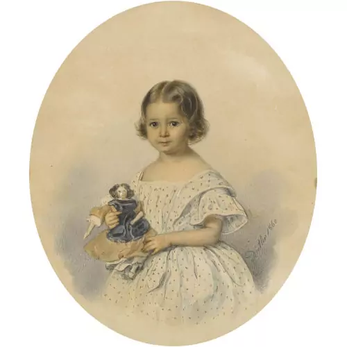 Porträt eines Mädchens mit Puppe