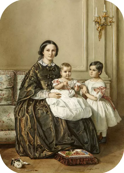 Anna von Wattenwyl mit ihren Töchtern Sophie und Anna