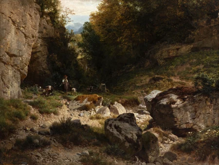 Jeune bergère et ses chèvres